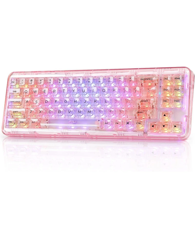 Yunzii X71 Wireless Hot Swappable Transparent Mechanical Keyboard, 68% Layout, BT5.0/2.4G/Usb-c Gasket Mount Rgb Backlit for Windows/Mac