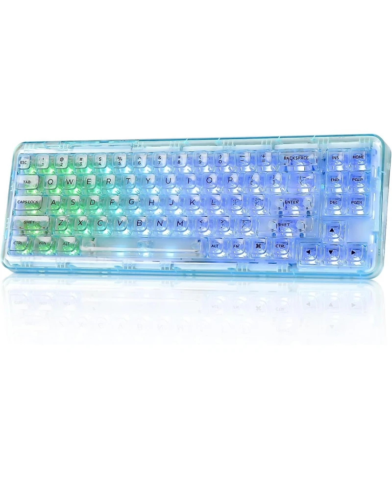 Yunzii X71 Wireless Hot Swappable Transparent Mechanical Keyboard, 68% Layout, BT5.0/2.4G/Usb-c Gasket Mount Rgb Backlit for Windows/Mac