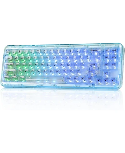 Yunzii X71 Wireless Hot Swappable Transparent Mechanical Keyboard, 68% Layout, BT5.0/2.4G/Usb-c Gasket Mount Rgb Backlit for Windows/Mac