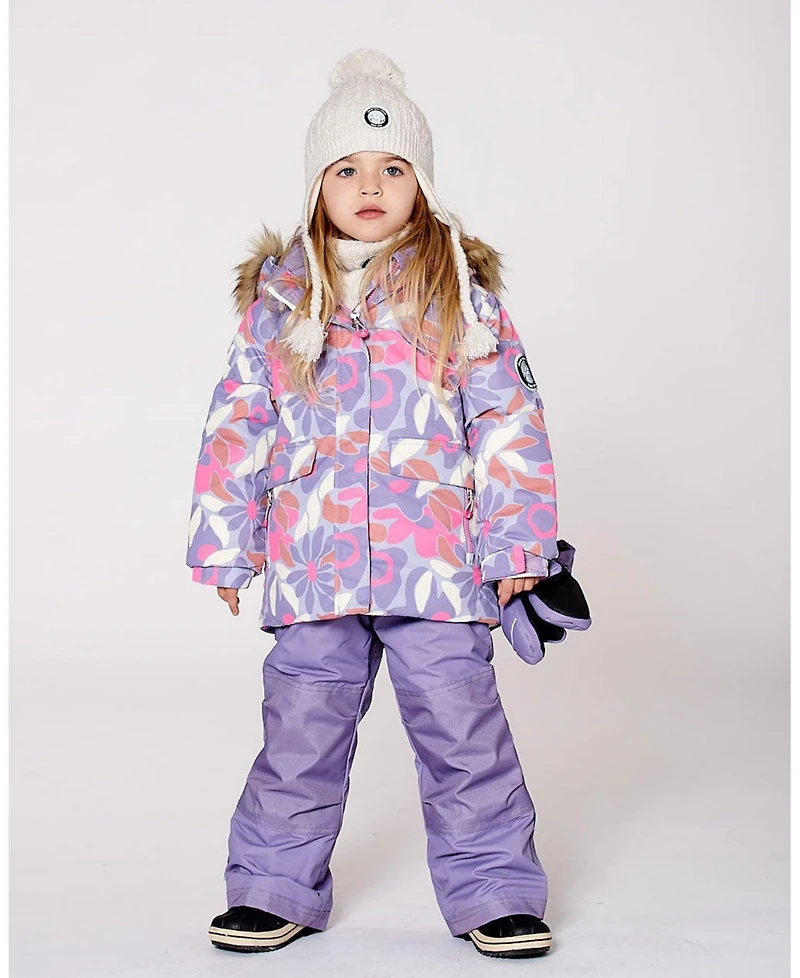 Deux par Toddler Girls Two-Piece Discover Snowsuit with Printed Jacket Purple Gray - Toddler|Child