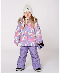 Deux par Toddler Girls Two-Piece Discover Snowsuit with Printed Jacket Purple Gray - Toddler|Child