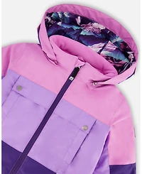 Deux par Girl Two-Piece Teknik Snowsuit Purple Mountain Print - Child