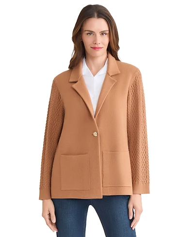 Jones New York Women's Knit Long Sleeve One-Button Blazer