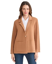 Jones New York Women's Knit Long Sleeve One-Button Blazer