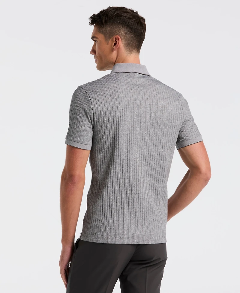 Perry Ellis Men's Slim-Fit Ribbed Zip Polo Shirt