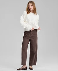 And Now This Women's Fringed Cable-Knit Crewneck Sweater, Macy's Exclusive