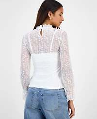 And Now This Women's Embroidered Mesh Mock Neck Top, Macy's Exclusive