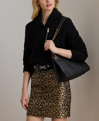 Lauren Ralph Bradley Small Pebbled Leather Tote Bag