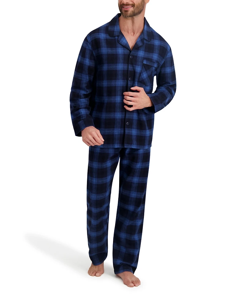 Hanes Men's Flannel Button Down Pajama Sleep Set