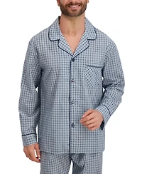Hanes Men's Woven Button Down Pajama Sleep Set