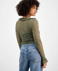And Now This Women's Ruffle-Trim Stretch-Lace Crop Top, Macy's Exclusive