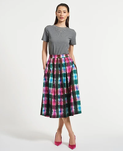 Isaac Mizrahi Women's Sateen Midi Full Skirt