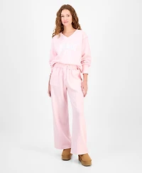 Planet Heart Juniors' Wide-Leg Fleece Sweatpants