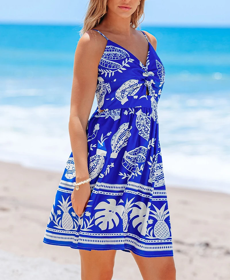 Cupshe Women's Island Queen Tropical Mini Beach Dress