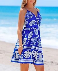Cupshe Women's Island Queen Tropical Mini Beach Dress