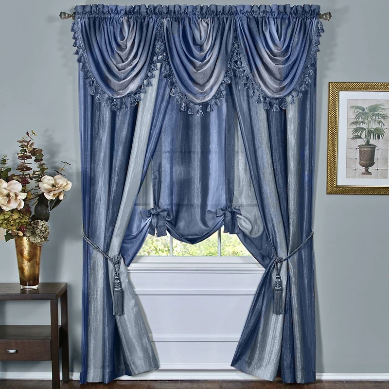 GoodGram Ombre Crushed Satin Sheer Single Window Curtains & Valances - 50 in. W x L
