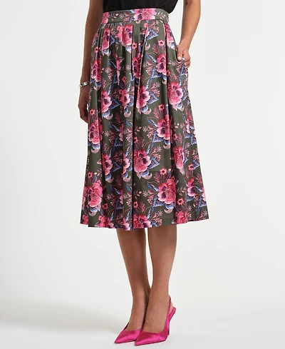 Isaac Mizrahi Women's Sateen Midi Full Skirt