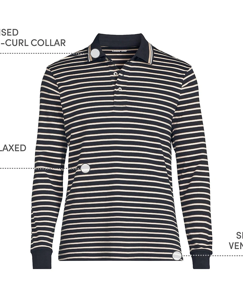 Lands' End Men's Long Sleeve Cotton Supima Polo Shirt