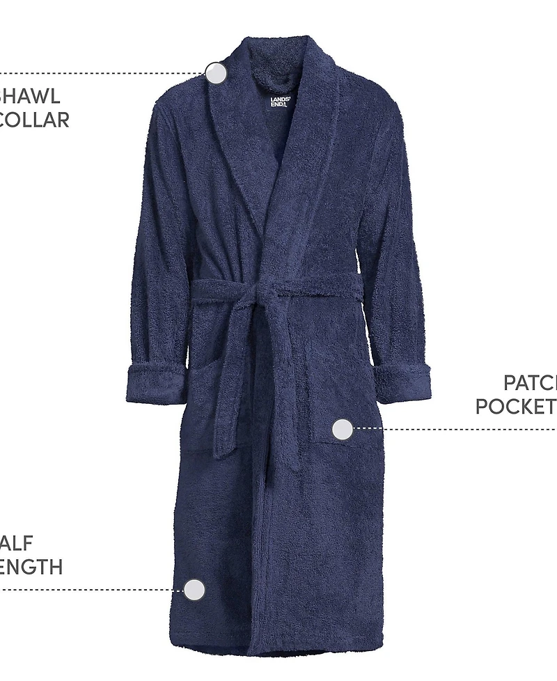 Lands' End Men's Calf Length Turkish Terry Robe