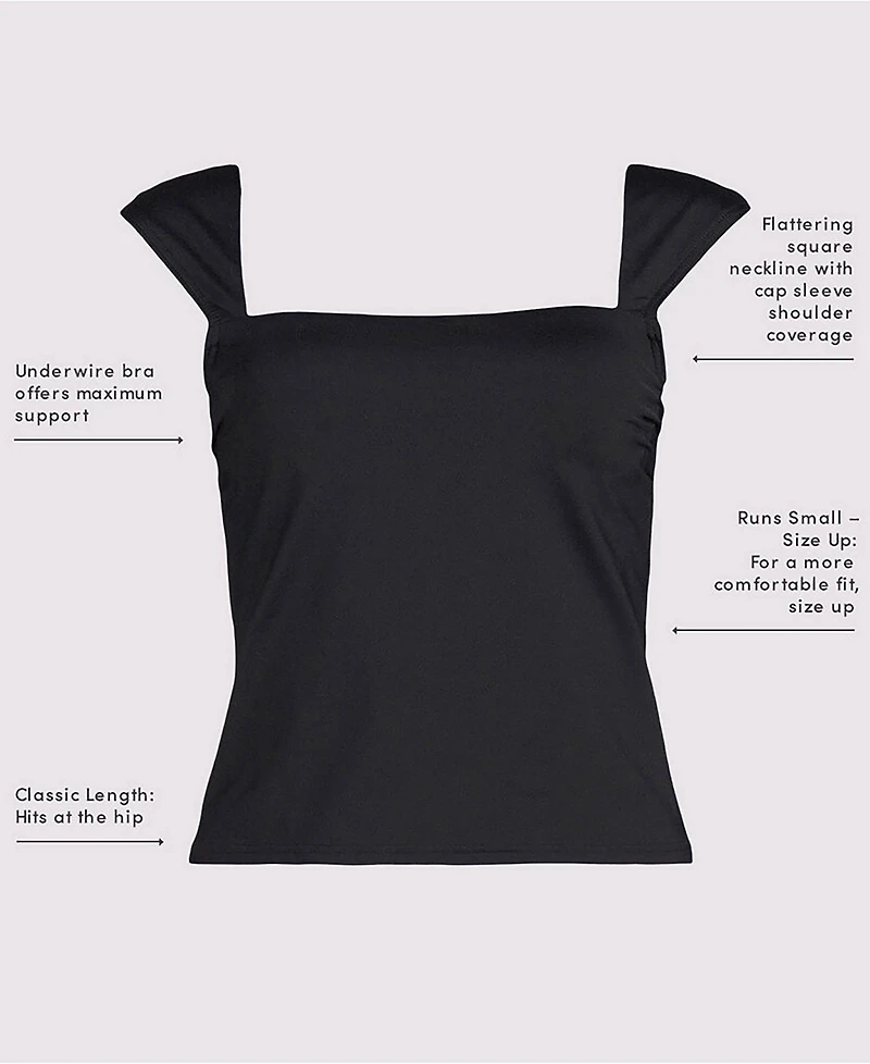 Lands' End Plus Square Neck Underwire Tankini Top