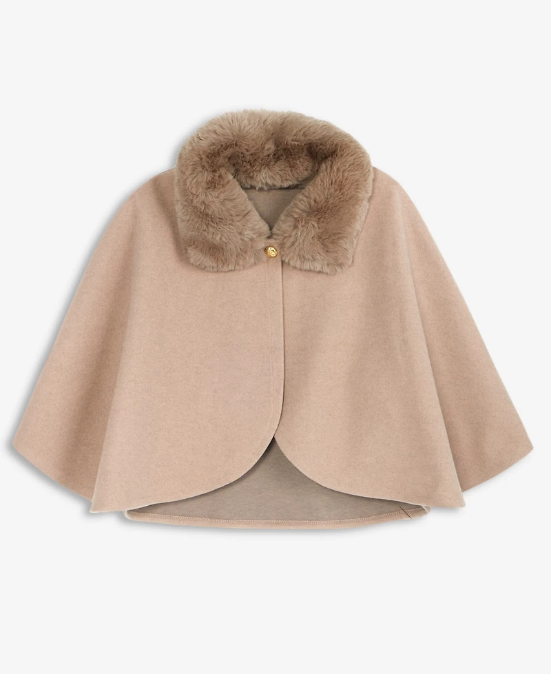 I.n.c. International Concepts Cropped Cape Topper with Faux Fur Collar, Macy's Exclusive
