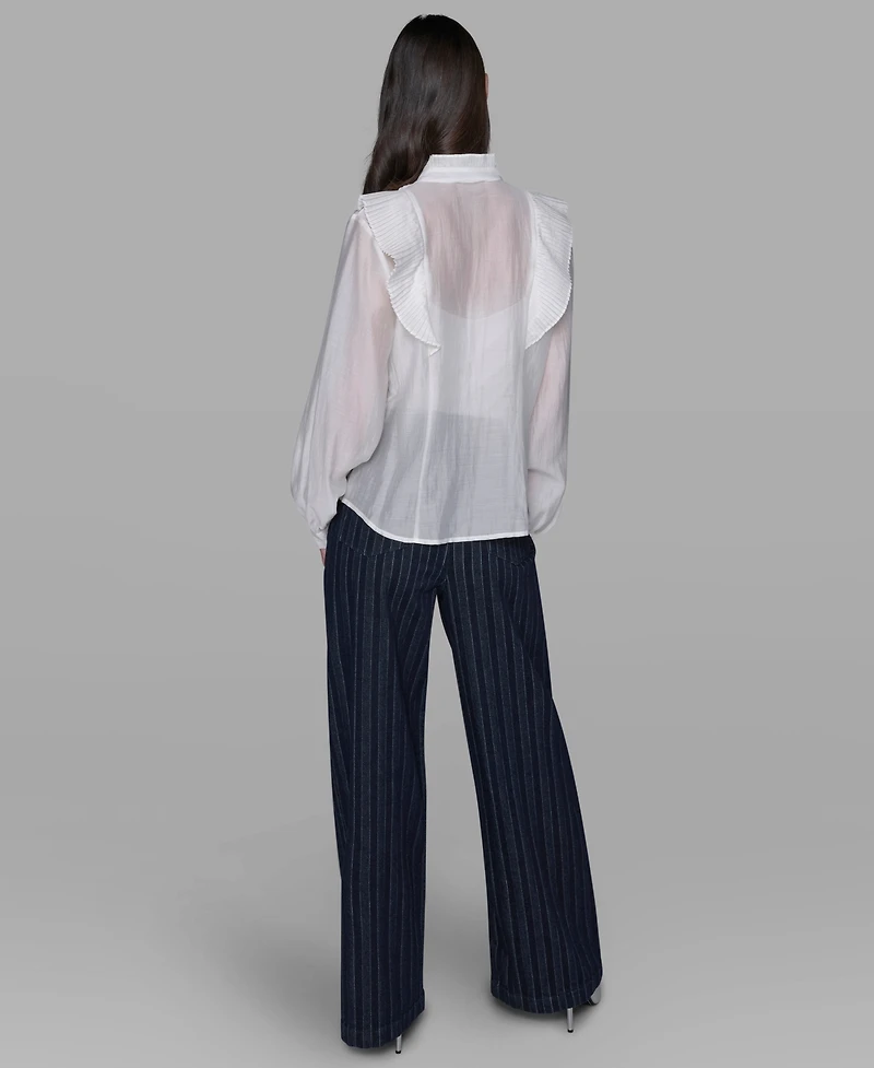 Karl Lagerfeld Paris Women's Big Ruffle Collar Neck Blouse