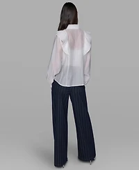 Karl Lagerfeld Paris Women's Big Ruffle Collar Neck Blouse