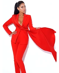 Miss Circle Women's Vandra Red Draping Blazer Jacket