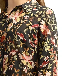 Bcx Juniors Printed Burnout Button-Front Long-Sleeve Top