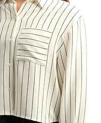 Bcx Juniors Stripe Long-Sleeve Button-Front Top