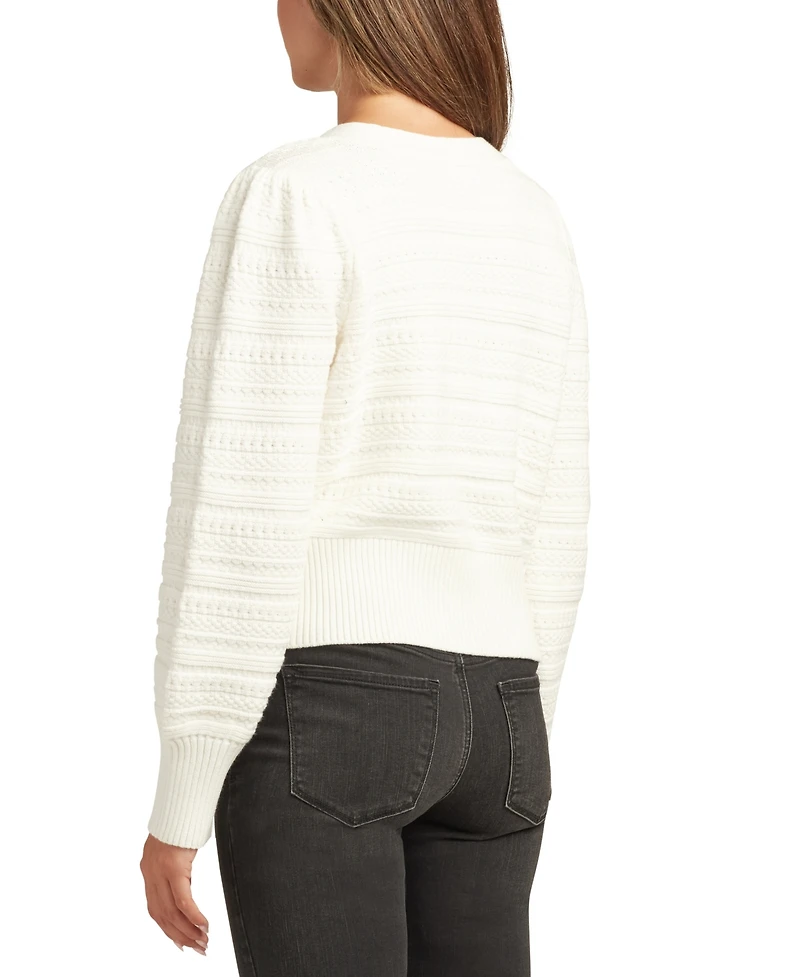 Bcx Juniors V-Neck Bow-Trim Long-Sleeve Cardigan