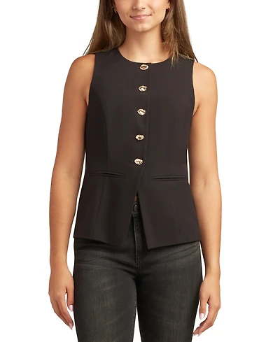 Bcx Juniors Round-Neck Tropical Button-Up Top