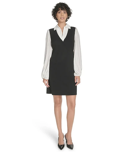 Tommy Hilfiger Women's V-Neck Twofer Dress