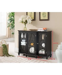 Kings Brand Furniture Wood Storage Sideboard Buffet Cabinet Console Table, Black