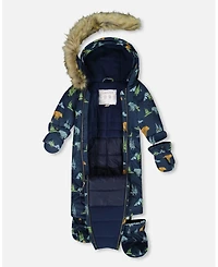 Deux par Baby Boy One-Piece Play Snowsuit Designed for Car Seat Navy Animal Print - Baby|Toddler