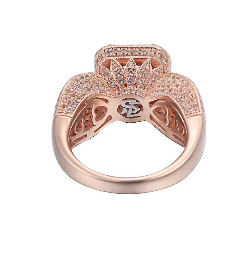 Suzy Levian New York Sterling Silver Emerald Cut Center Topaz Cocktail Ring