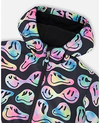 Deux par Girl Two-Piece Chill Outerwear Set with Light Insulation Rainbow Gradient