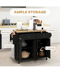 Halifax North America Black Kitchen Island Cart: Rubberwood Top, Spice Rack