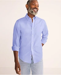 Lands' End Men's Traditional Fit Solid No Iron Supima Pinpoint Buttondown Collar Dress Shirt