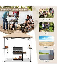 Gymax 8' x 5' Bbq Grill Gazebo 2-Tier Barbecue Canopy Vented Top Shelves Shelter