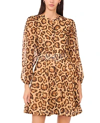Msk Women's Satin 3/4-Sleeve Shirtdress