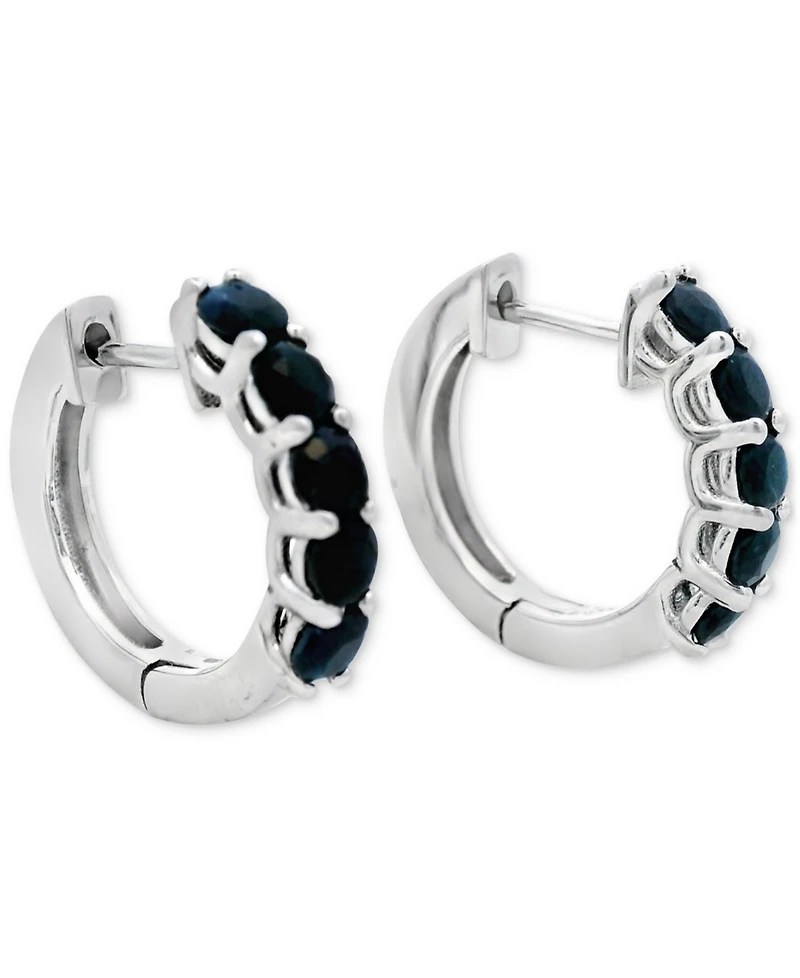 Sapphire Small Hoop Earrings (1 ct. t.w.) in Sterling Silver, 0.47"