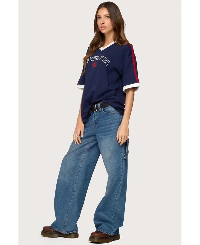 Edikted Women's Australia 96 Contrast Oversized T Shirt