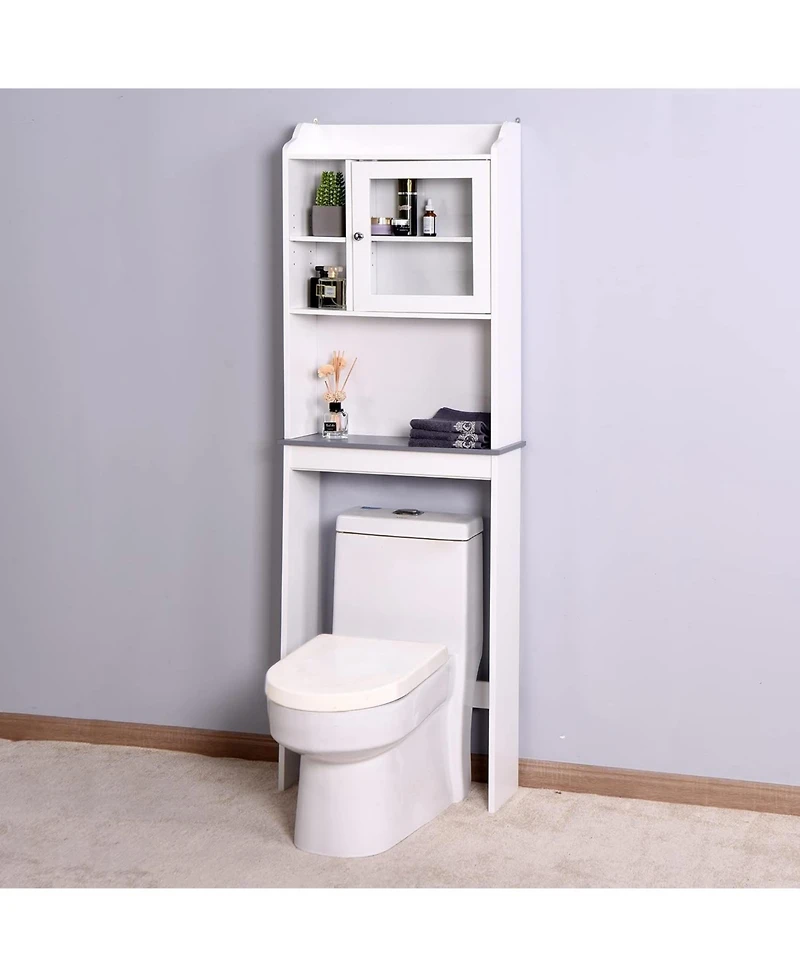 Vanirror White Over Bathroom Storage Shelf, Space-Saving Bathroom Organizer with Adjustable Open Shelves