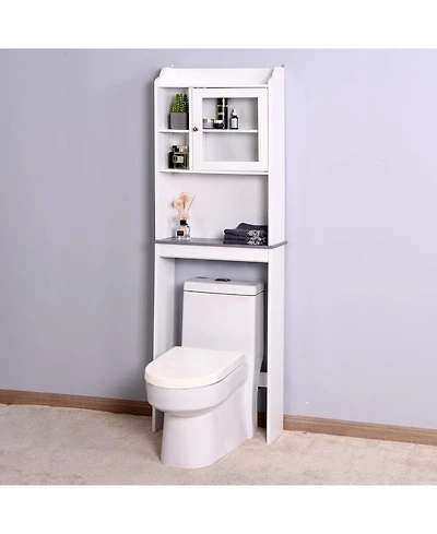 Vanirror White Over Bathroom Storage Shelf, Space-Saving Bathroom Organizer with Adjustable Open Shelves