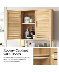 Vanirror Over The Restroom Storage Cabinet with Adjustable Shelf - Space-Saving Bathroom Organizer in Natural Beige
