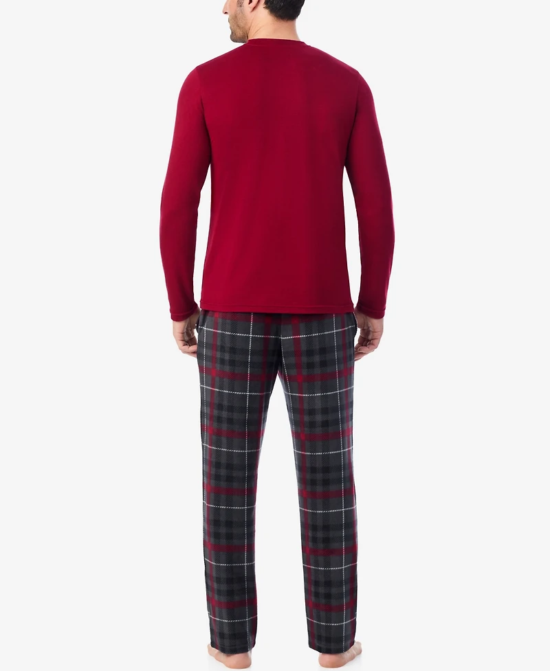 Cuddl Duds Men's Cabin Fleece Long Sleeve Pajama Set
