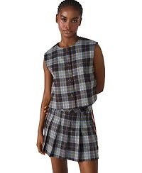 Steve Madden Women's Alessa Plaid Pattern Sleeveless Top