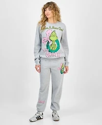 Hybrid Apparel Juniors Grinch Graphic Sweatshirt Jogger Pants