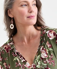 Style & Co Women's Printed Ruffle-Trim Split-Neck Dress, Macy's Exclusive
